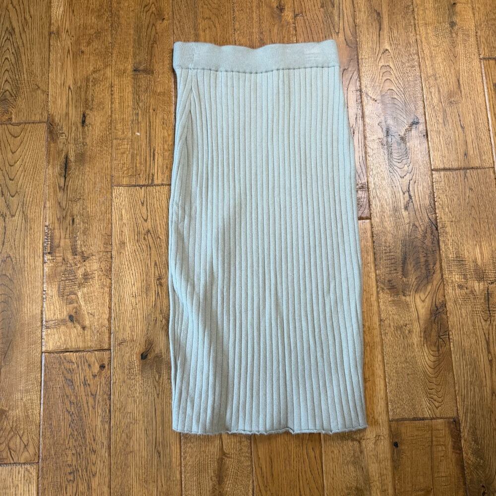 Abercrombie & Fitch Women’s Ribbed Sweater Midi Skirt Slit Sage Green S - Picture 6 of 6